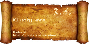 Kinszky Anna névjegykártya